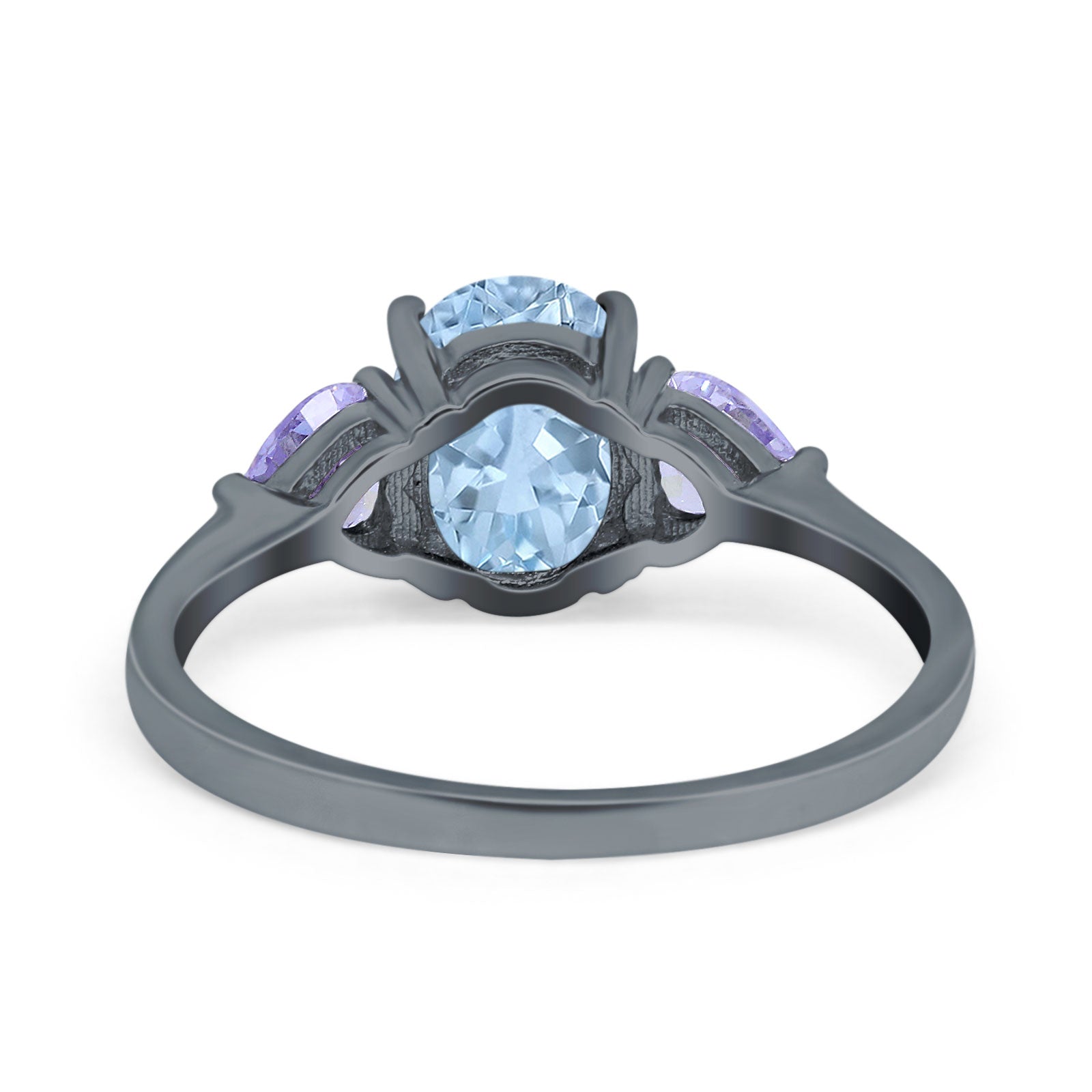 Art Deco Oval Natural Stone Trio Ring