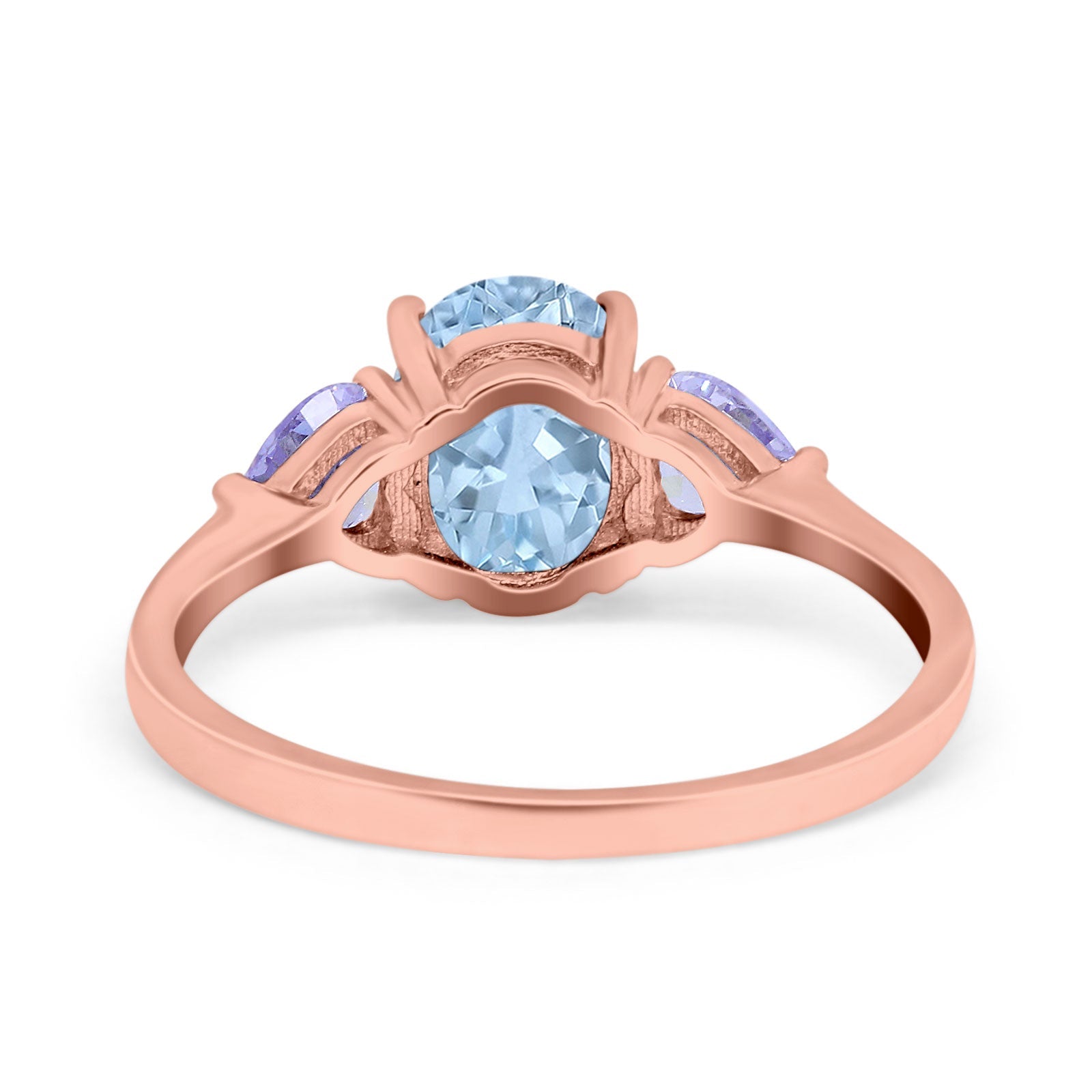 Art Deco Oval Natural Stone Trio Ring