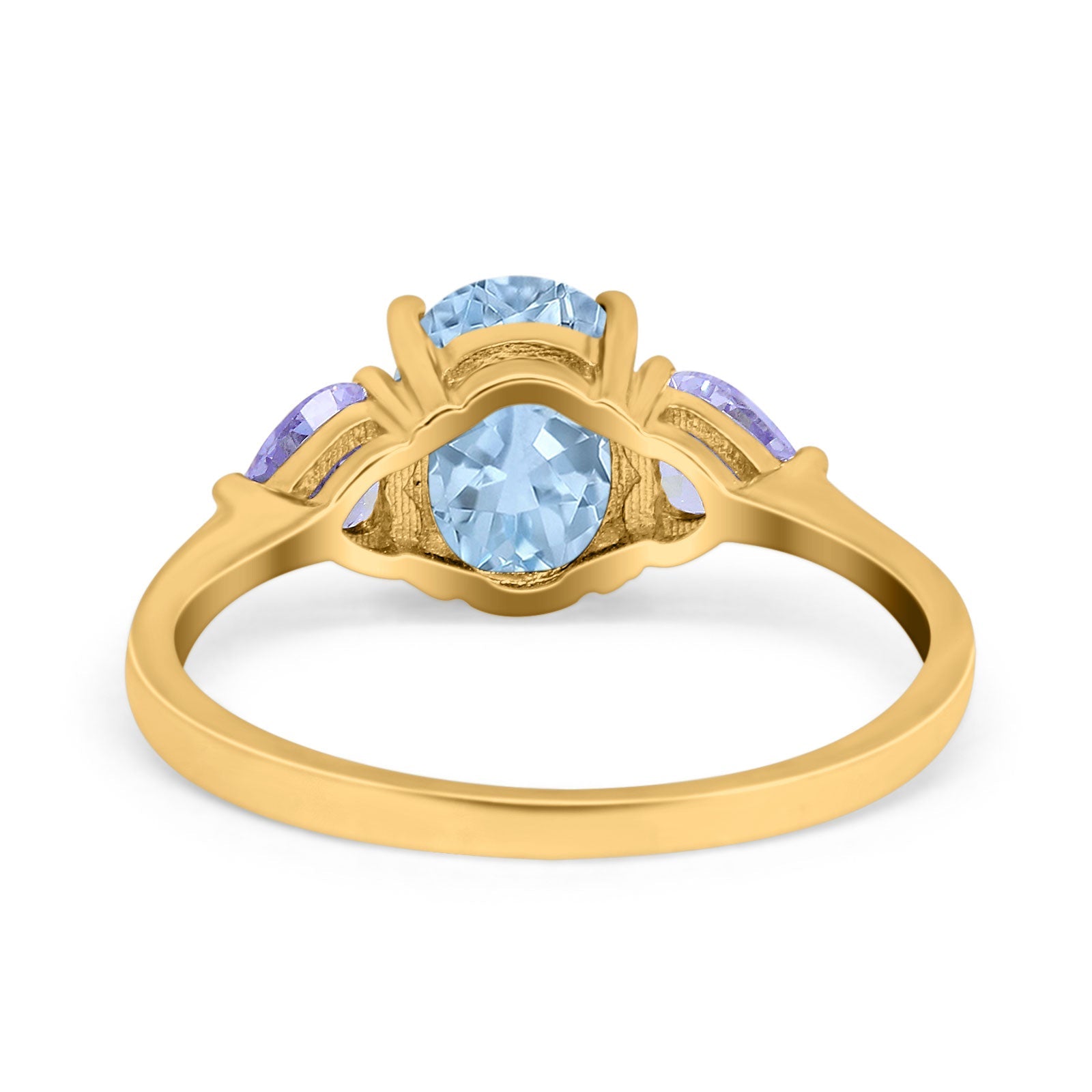 Art Deco Oval Natural Stone Trio Ring