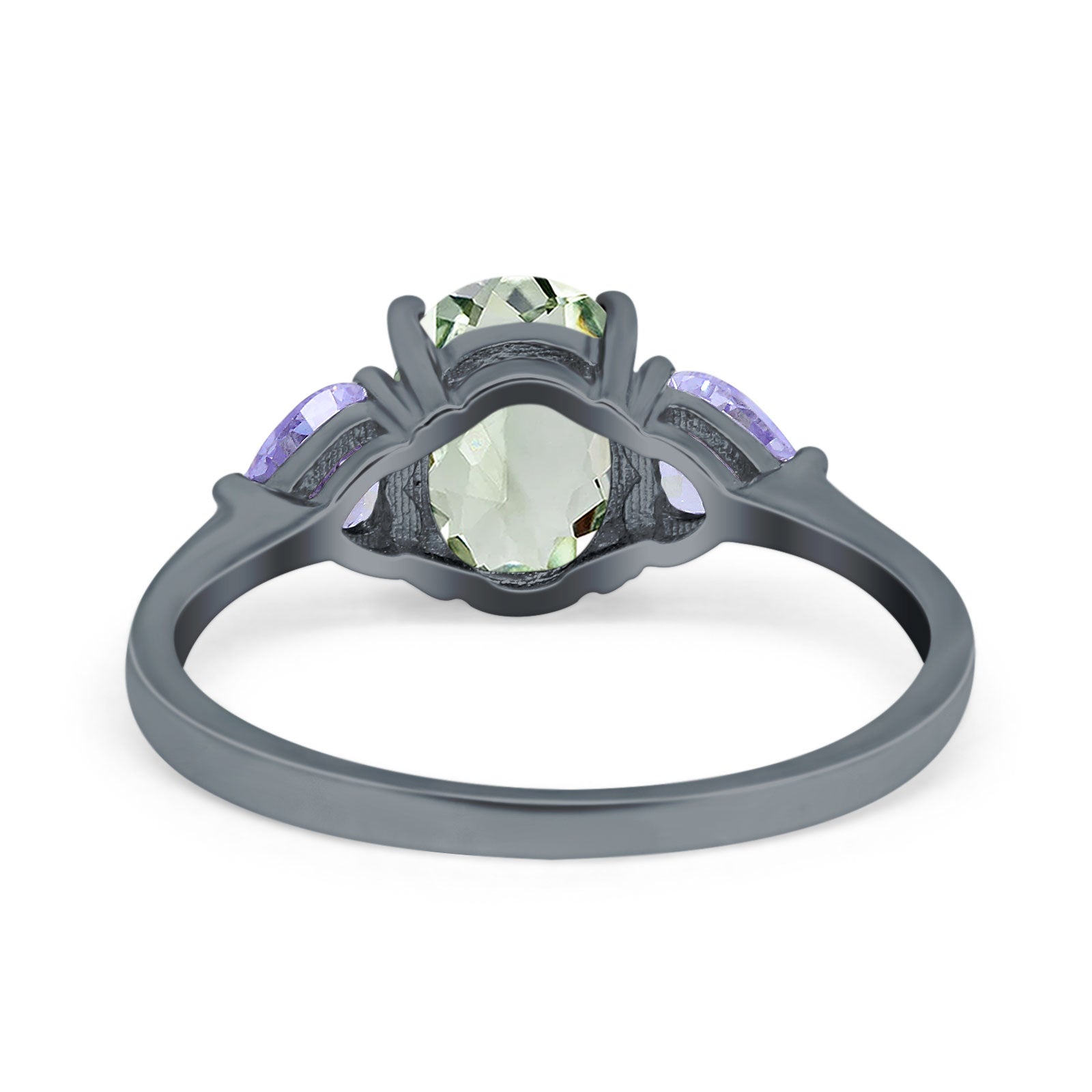 Art Deco Oval Natural Stone Trio Ring
