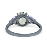 Art Deco Oval Natural Stone Trio Ring