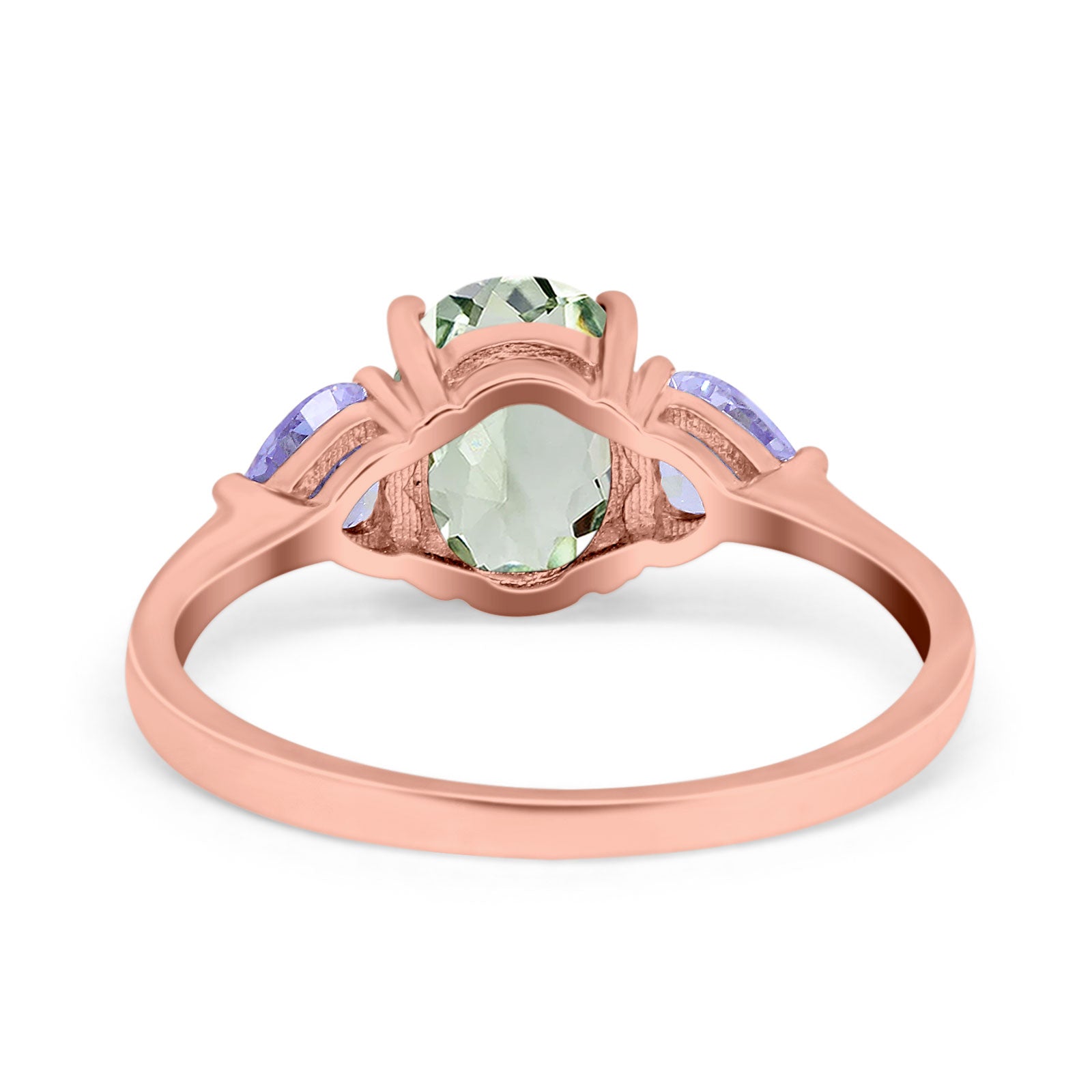 Art Deco Oval Natural Stone Trio Ring