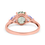 Art Deco Oval Natural Stone Trio Ring