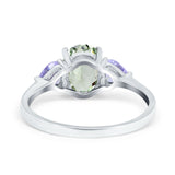 Art Deco Oval Natural Stone Trio Ring