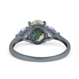 Art Deco Oval Natural Stone Trio Ring