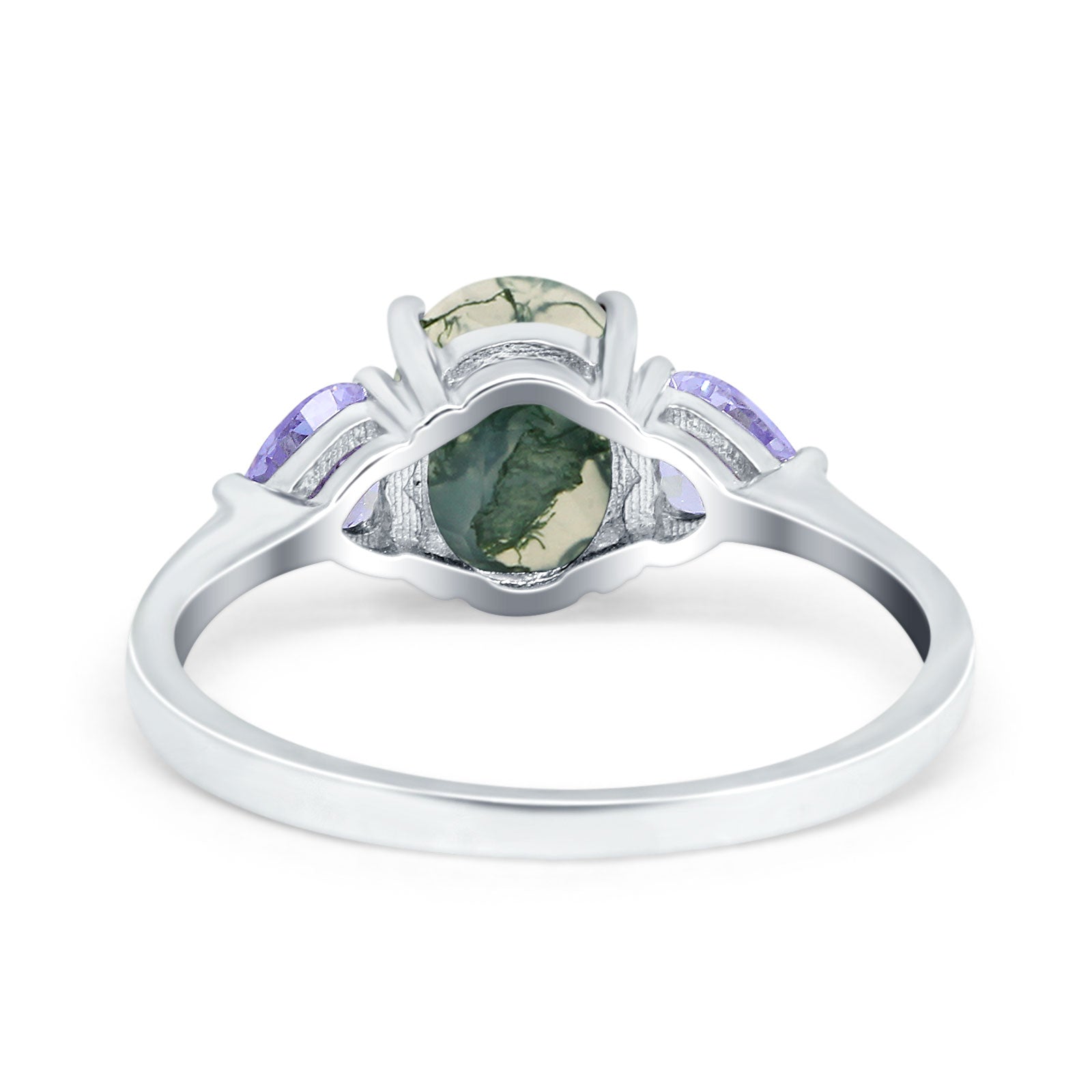 Art Deco Oval Natural Stone Trio Ring