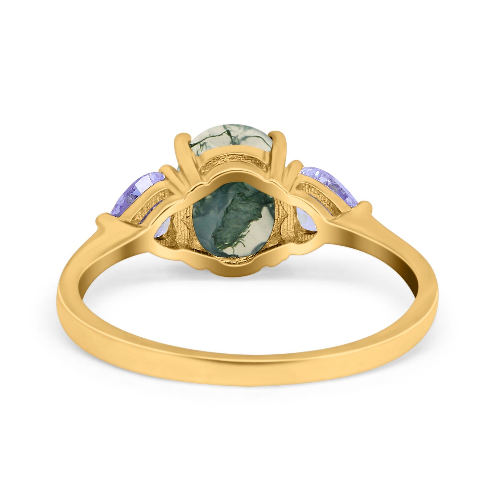 Art Deco Oval Natural Stone Trio Ring