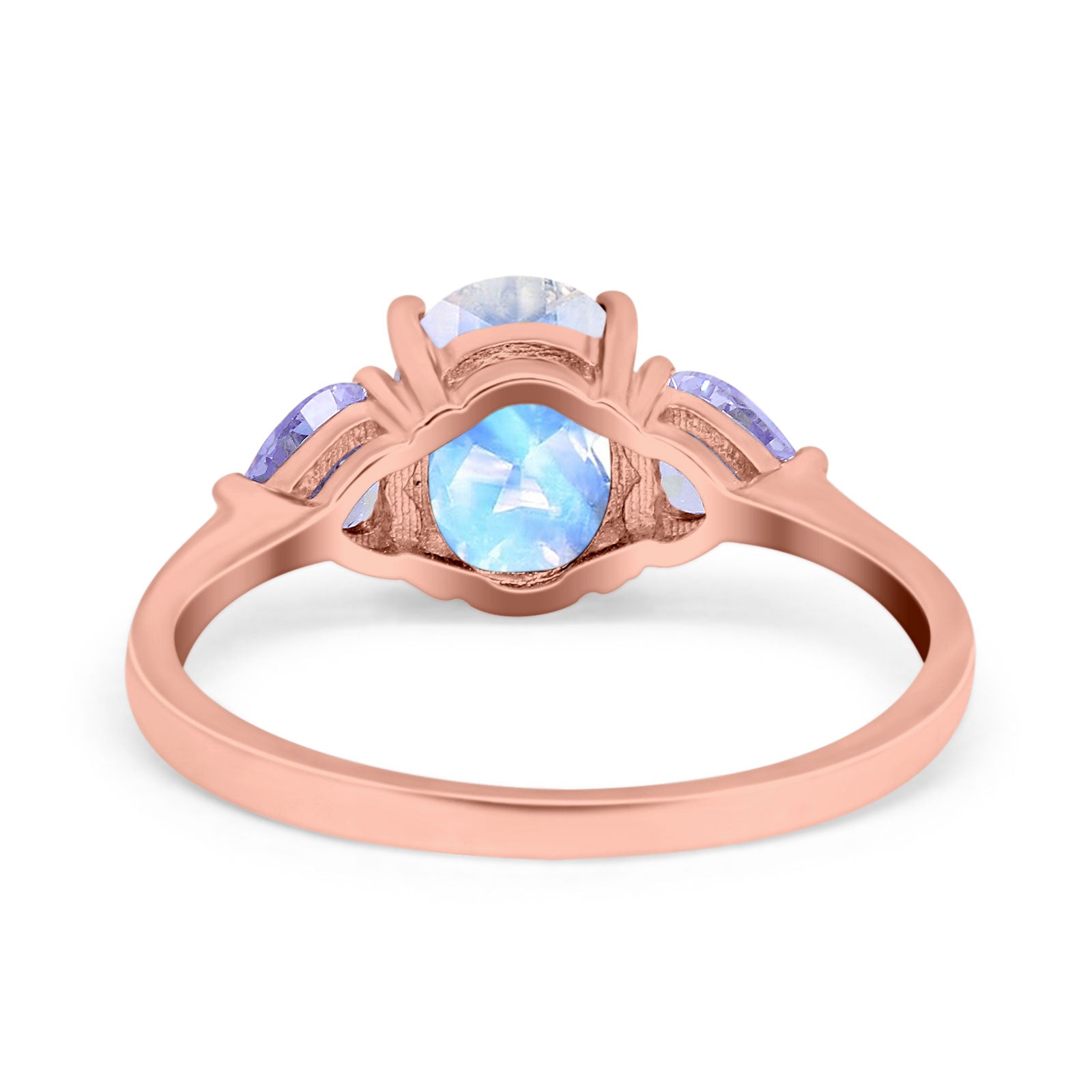 Art Deco Oval Natural Stone Trio Ring