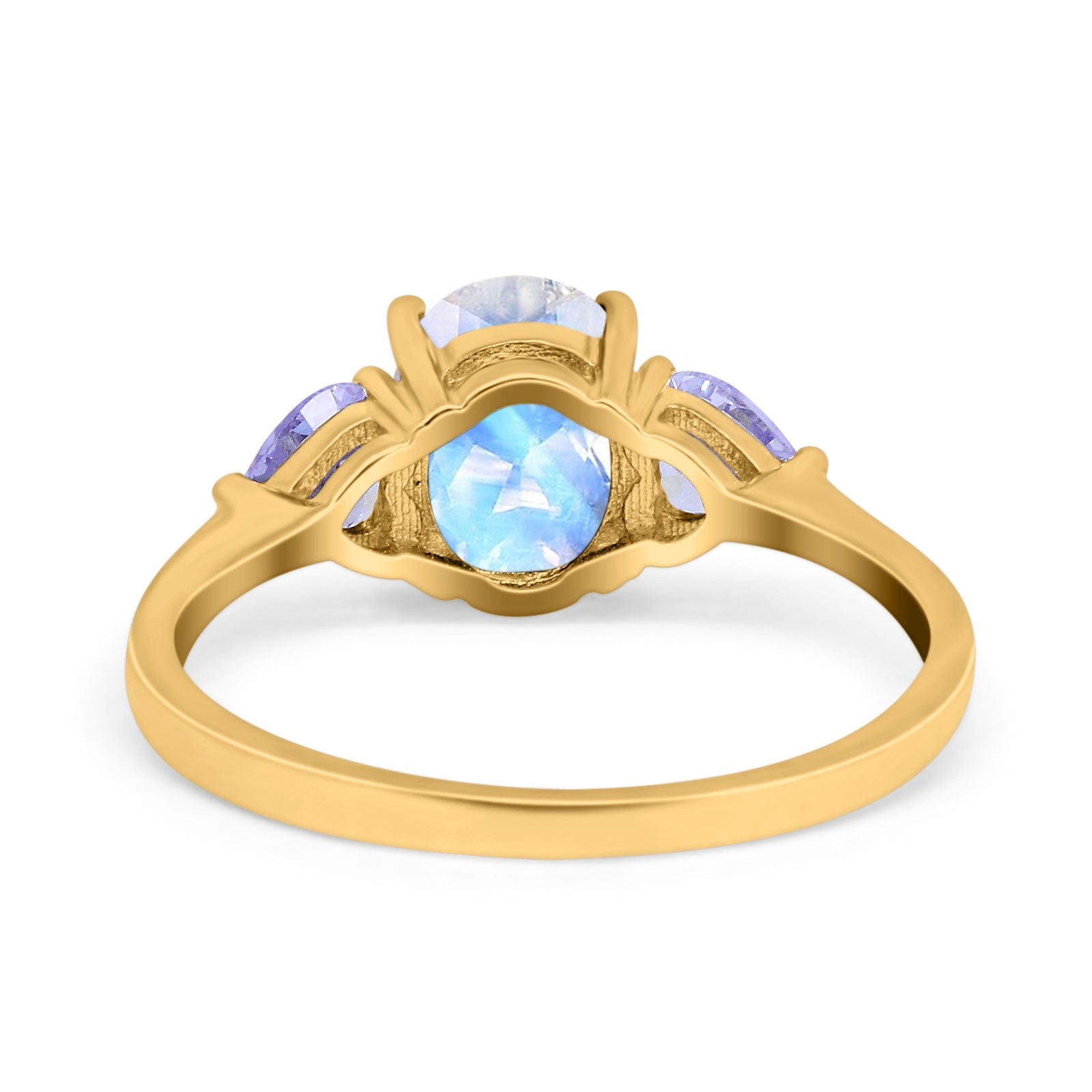 Art Deco Oval Natural Stone Trio Ring