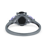 Art Deco Oval Natural Stone Trio Ring