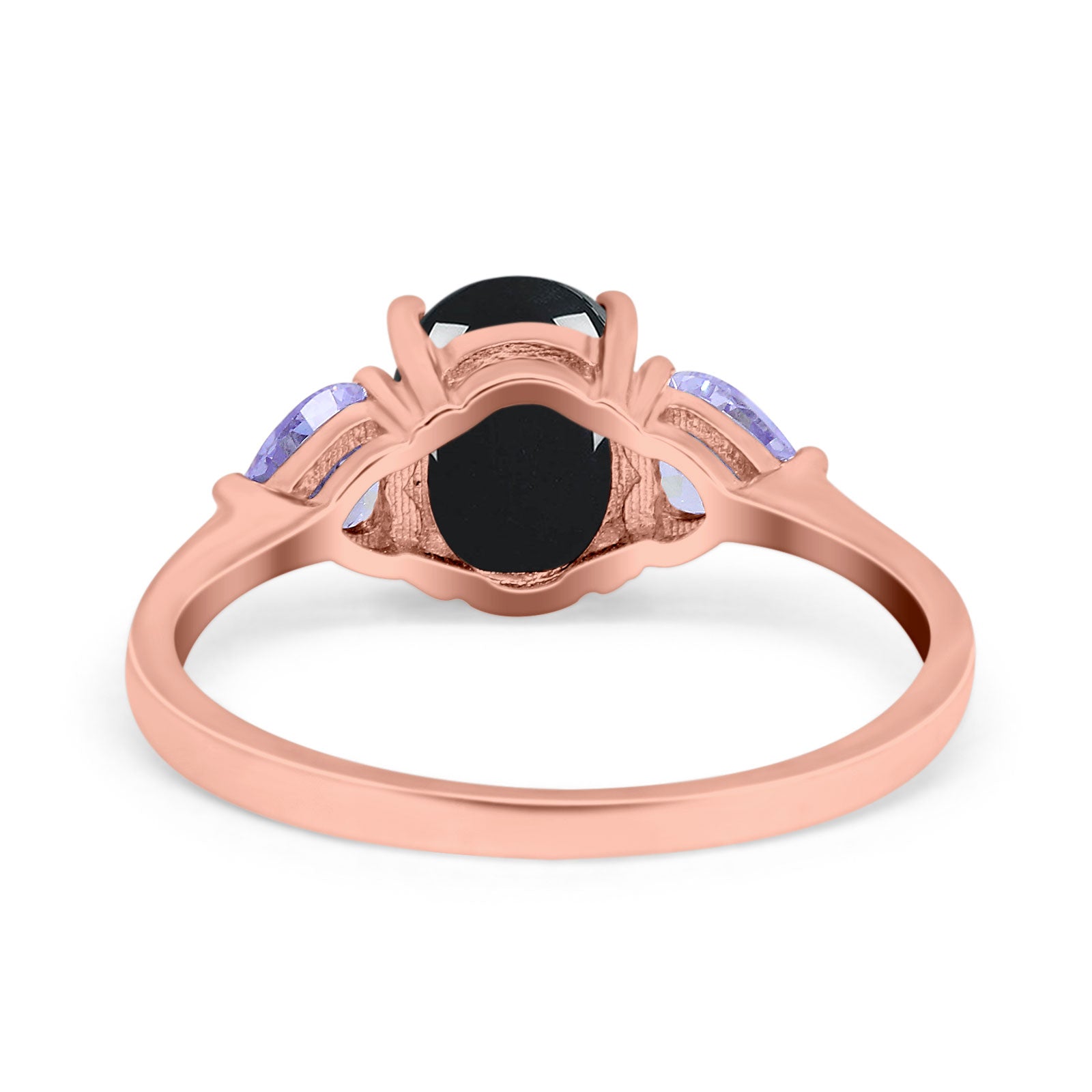 Art Deco Oval Natural Stone Trio Ring