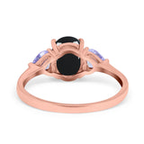 Art Deco Oval Natural Stone Trio Ring