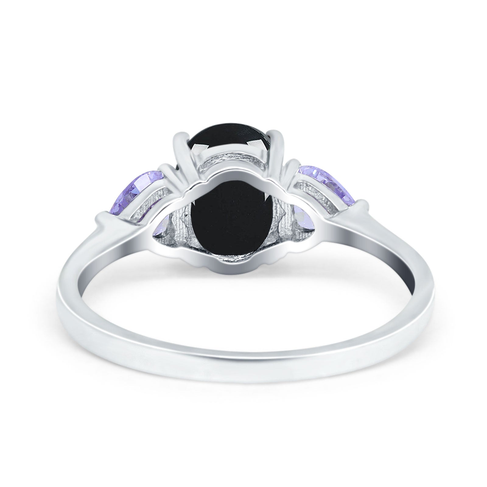 Art Deco Oval Natural Stone Trio Ring