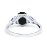Art Deco Oval Natural Stone Trio Ring