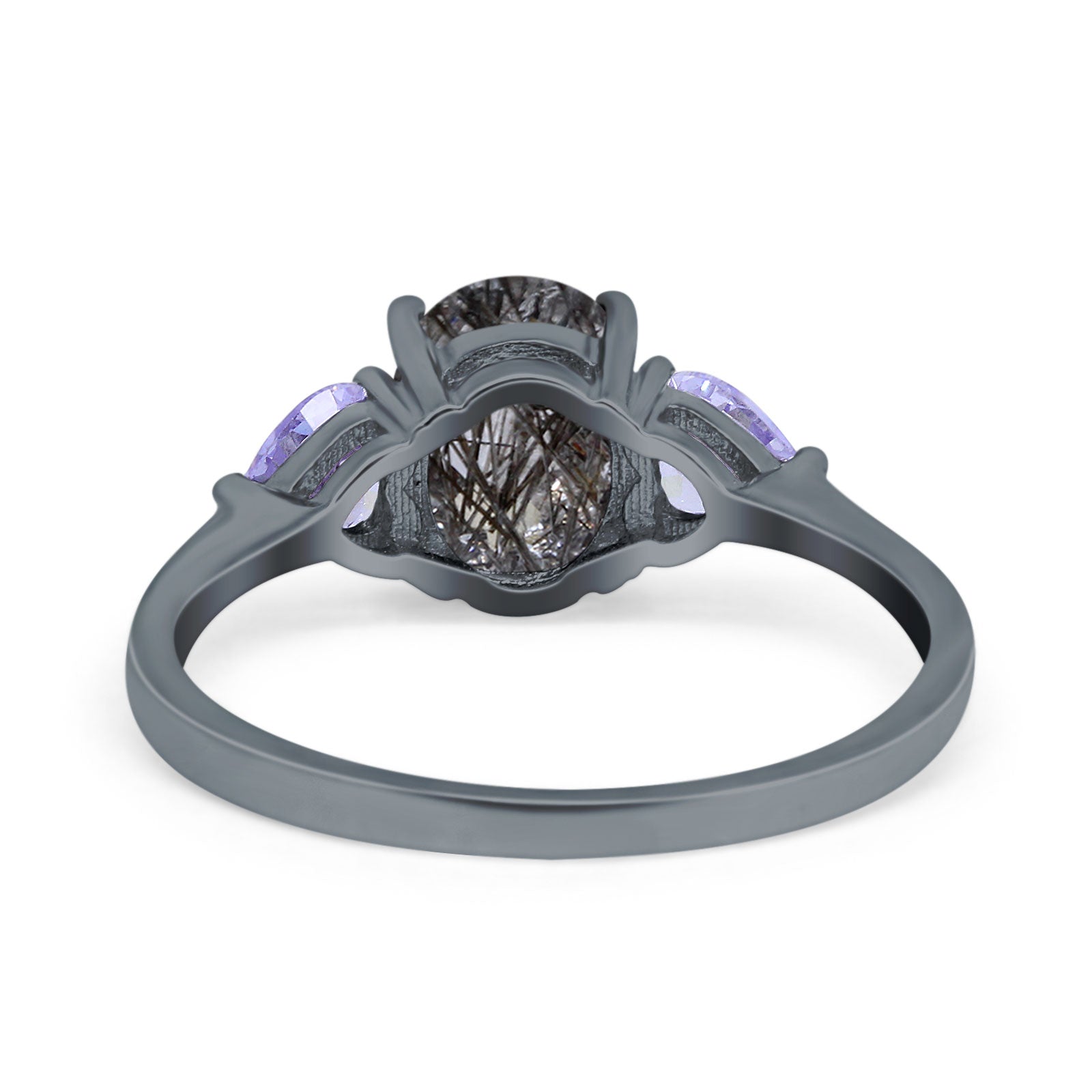 Art Deco Oval Natural Stone Trio Ring
