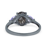 Art Deco Oval Natural Stone Trio Ring