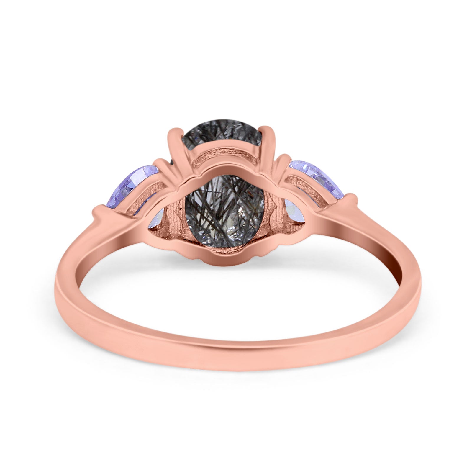 Art Deco Oval Natural Stone Trio Ring
