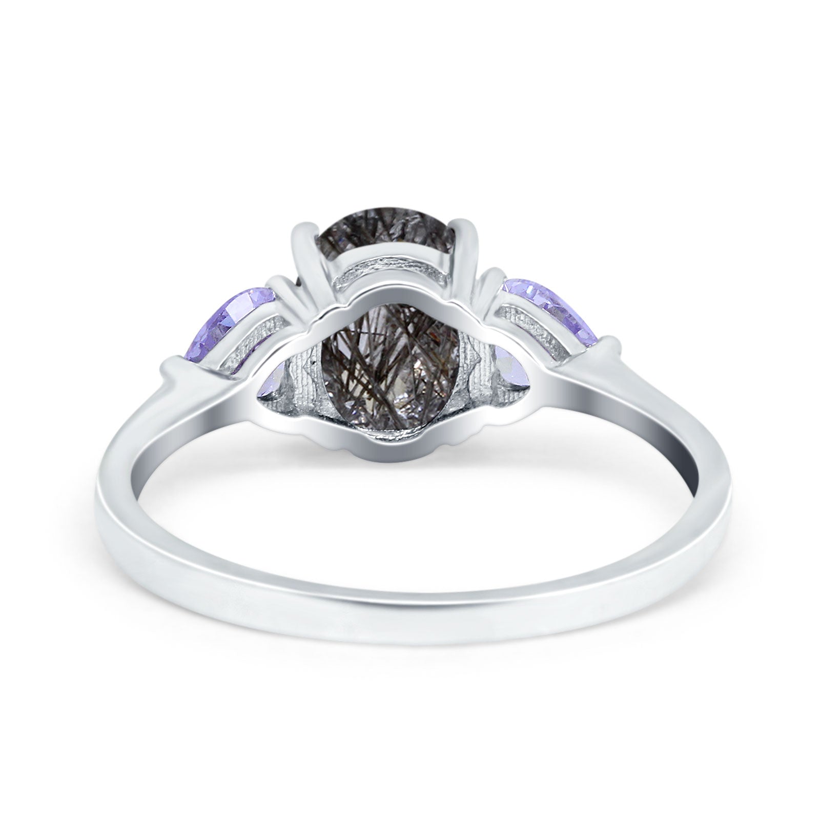 Art Deco Oval Natural Stone Trio Ring