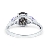 Art Deco Oval Natural Stone Trio Ring