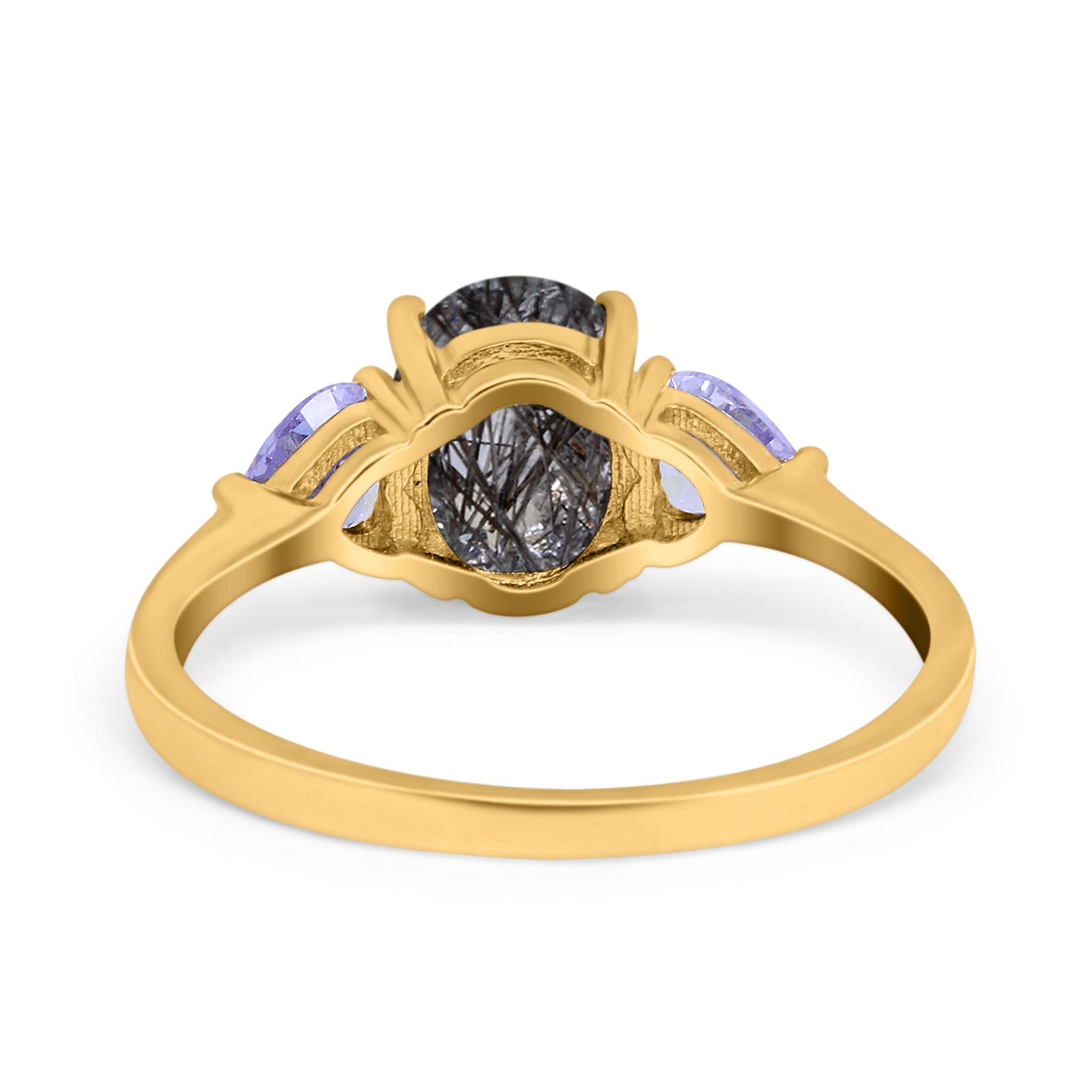 Art Deco Oval Natural Stone Trio Ring