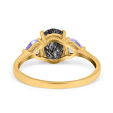 Art Deco Oval Natural Stone Trio Ring