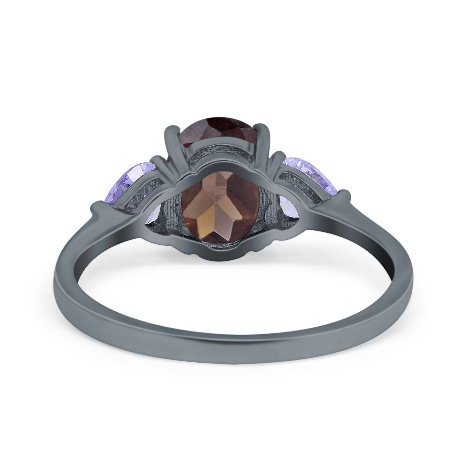 Art Deco Oval Natural Stone Trio Ring
