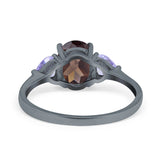 Art Deco Oval Natural Stone Trio Ring
