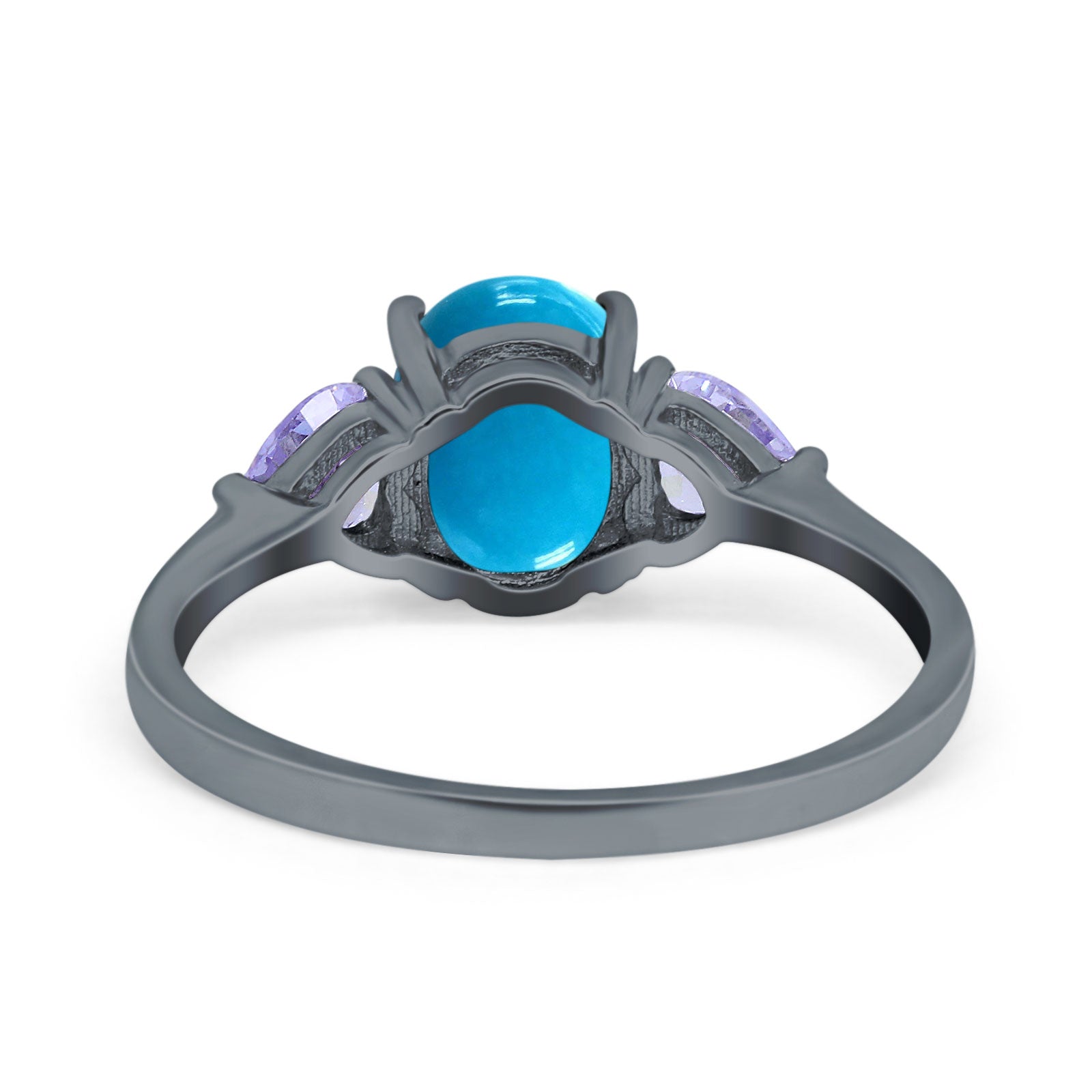 Art Deco Oval Natural Stone Trio Ring