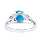 Art Deco Oval Natural Stone Trio Ring