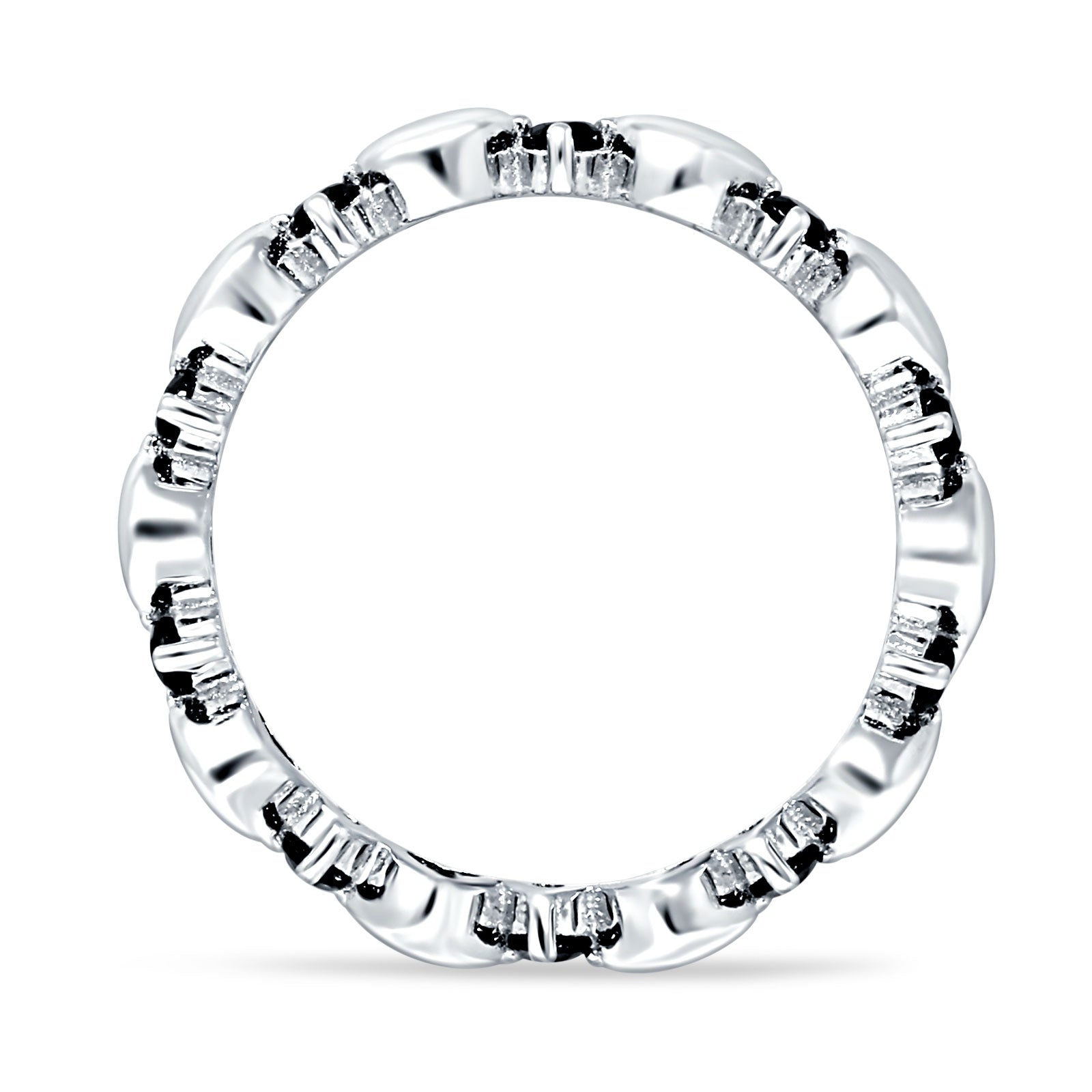 Round Black CZ 3mm Love Heart Ring 925 Sterling Silver