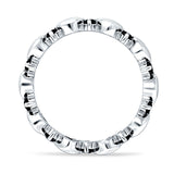 Round Black CZ 3mm Love Heart Ring 925 Sterling Silver