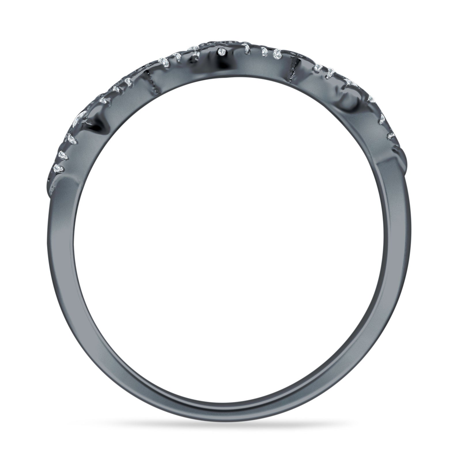 Half Eternity 4mm Cluster Round Cubic Zirconia Bands 925 Sterling Silver