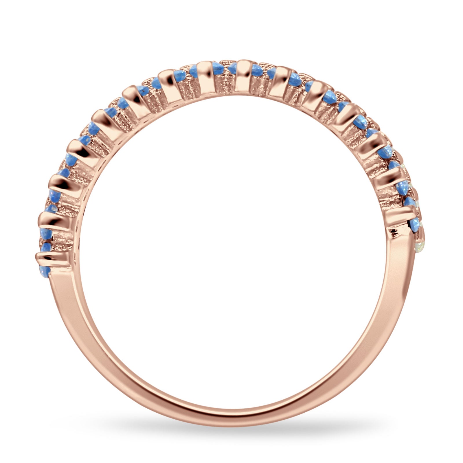 Half Eternity 5mm Blue CZ & Yellow CZ Wedding Band 925 Sterling Silver