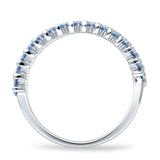 Half Eternity 5mm Blue CZ & Yellow CZ Wedding Band 925 Sterling Silver