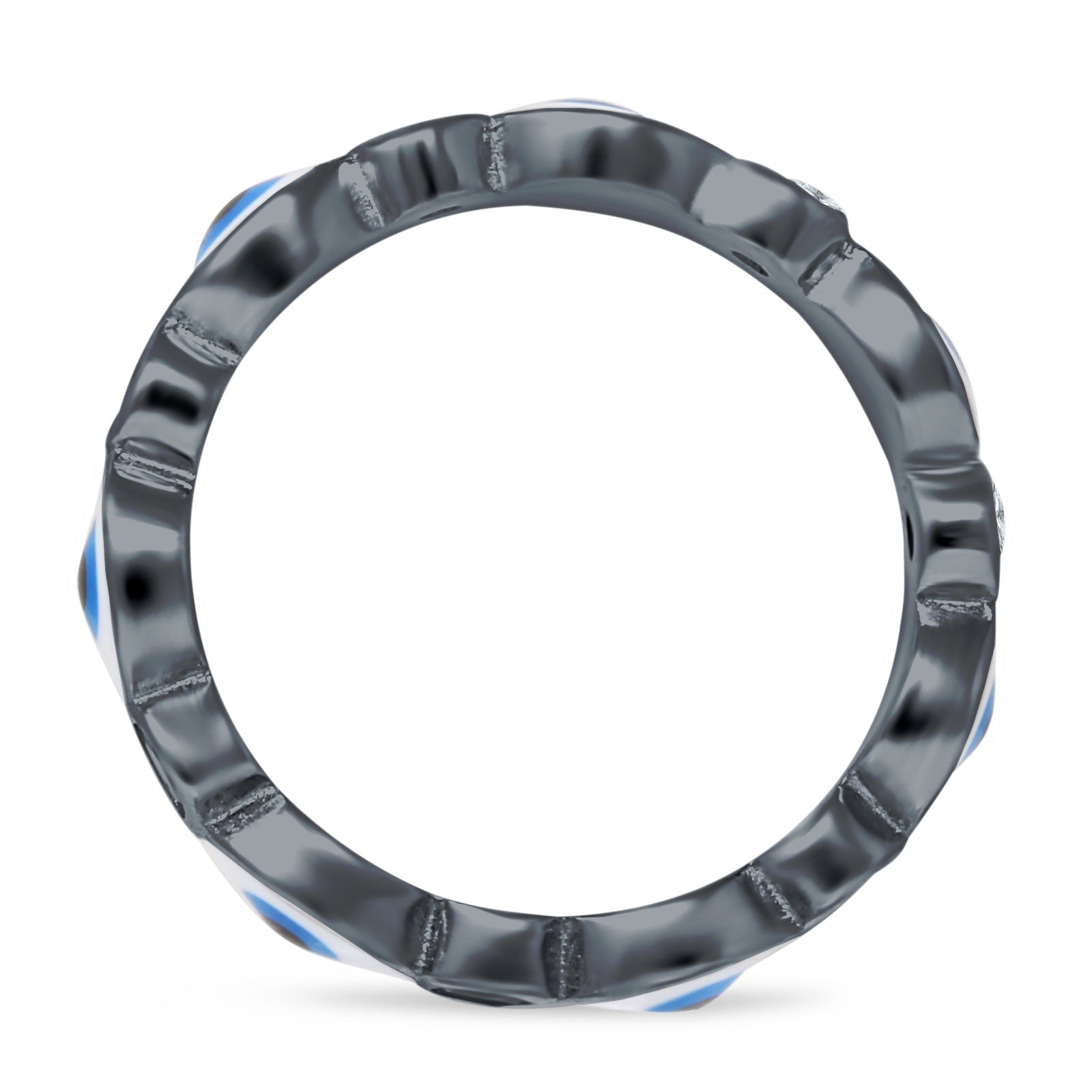 Evil Eye 4mm Round Cubic Zirconia Stackable Band 925 Sterling Silver