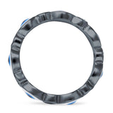 Evil Eye 4mm Round Cubic Zirconia Stackable Band 925 Sterling Silver