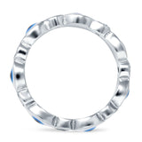 Evil Eye 4mm Round Cubic Zirconia Stackable Band 925 Sterling Silver