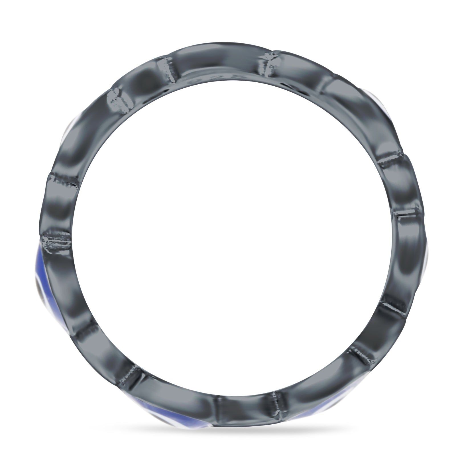 Heart 5mm Evil Eye Ring Cubic Zirconia Stackable Band 925 Sterling Silver