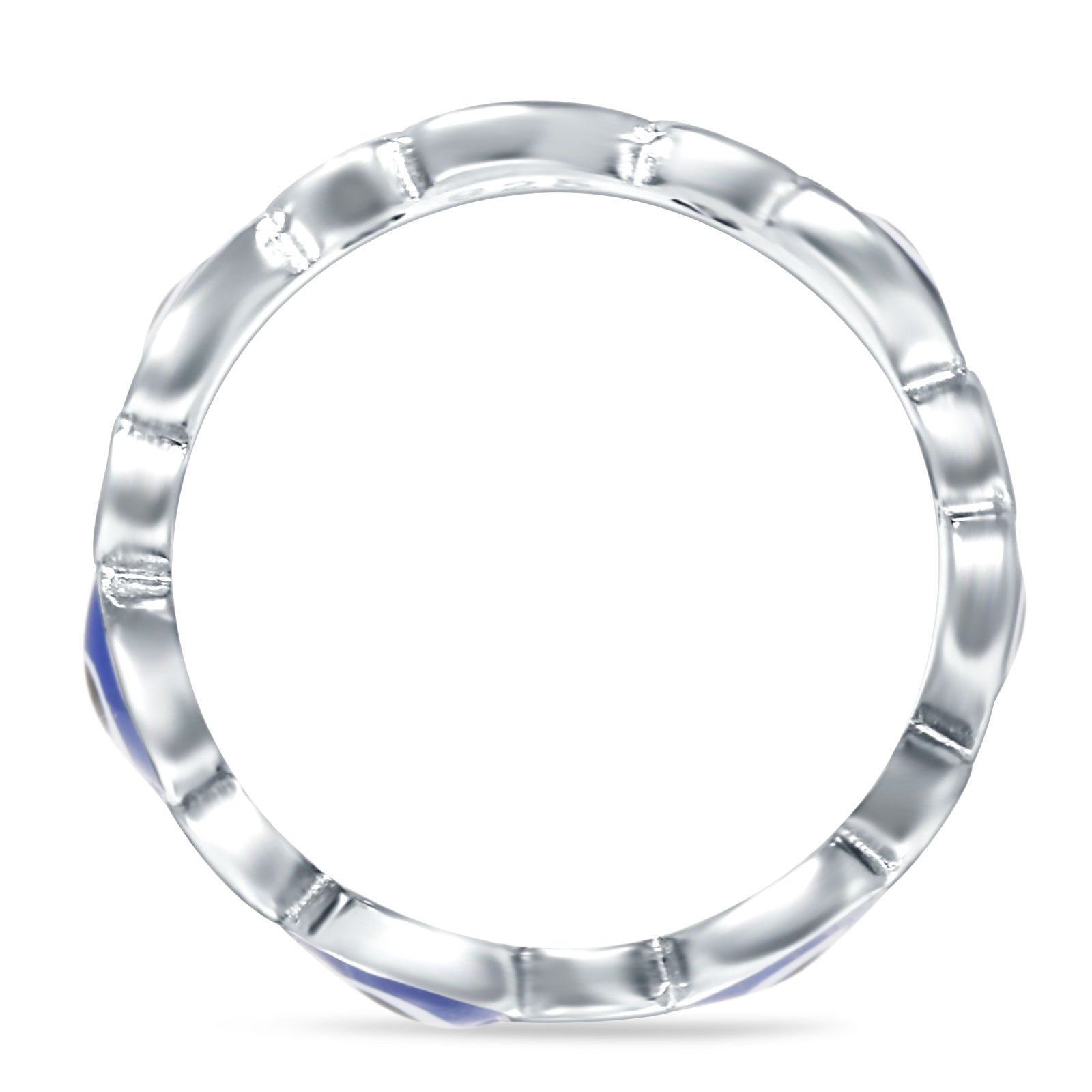 Heart 5mm Evil Eye Ring Cubic Zirconia Stackable Band 925 Sterling Silver