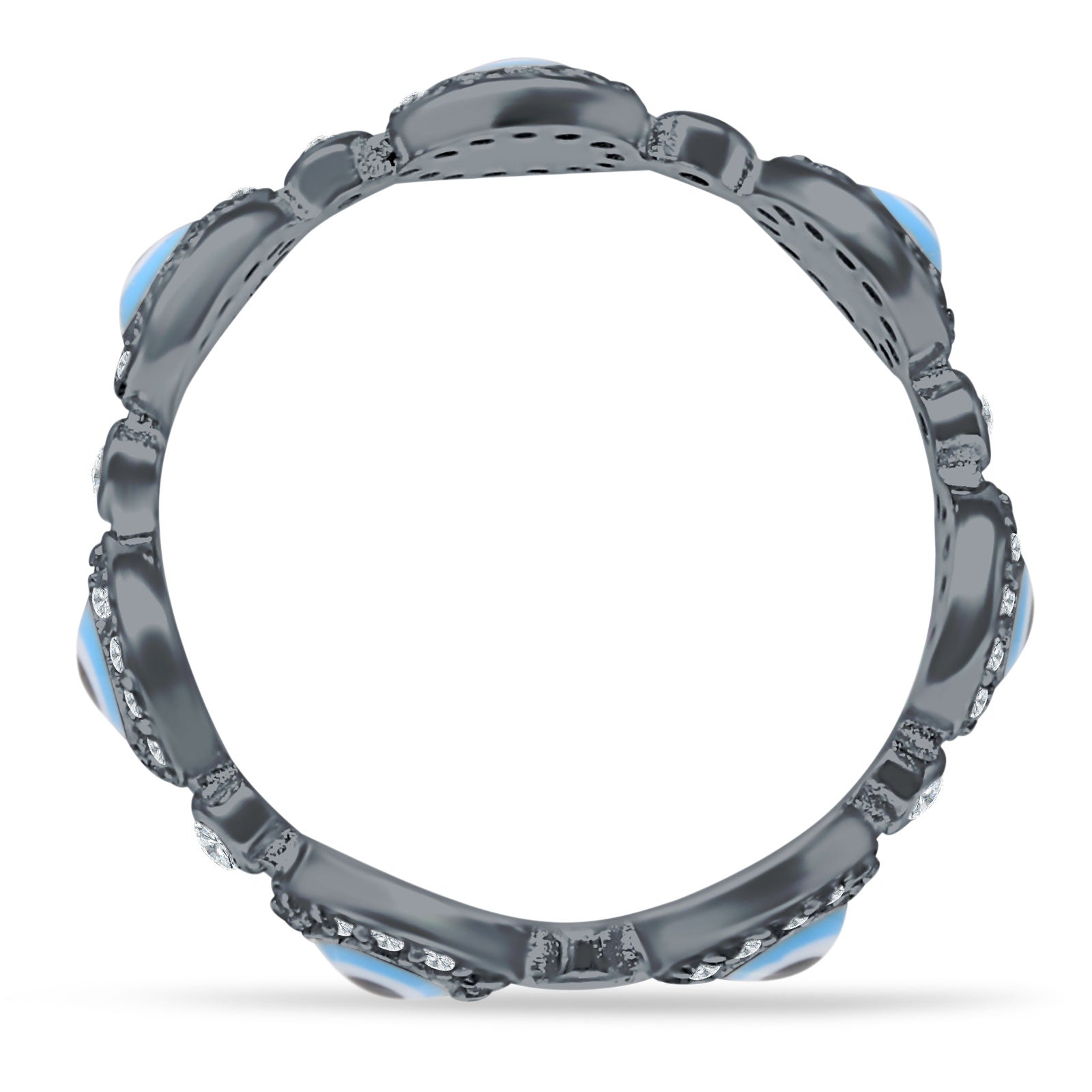 Round Halo CZ Evil Eye Ring