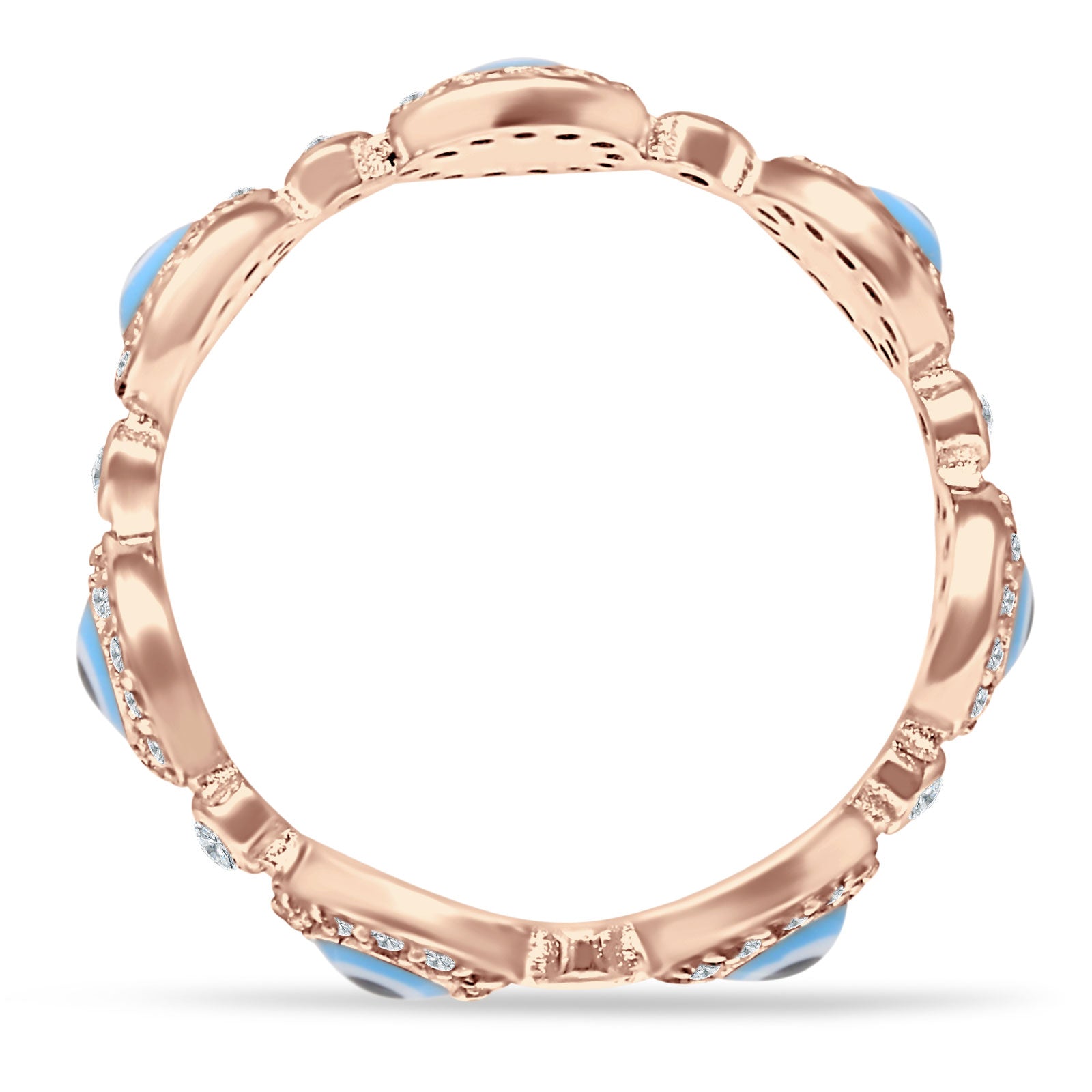 Round Halo CZ Evil Eye Ring