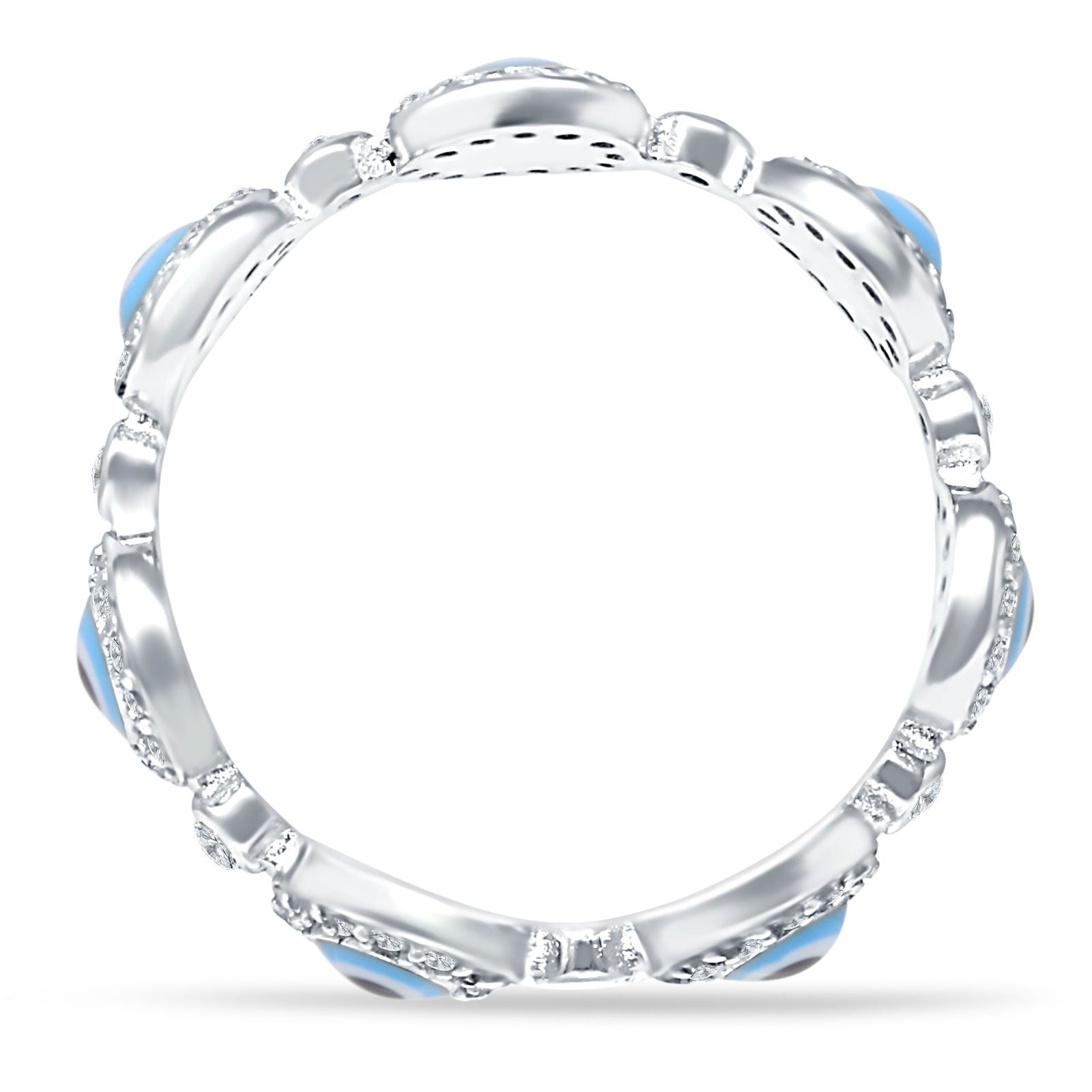 Round Halo CZ Evil Eye Ring