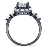 Vintage Style Round Natural Stone Flower Ring