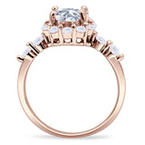 Vintage Style Round Natural Stone Flower Ring