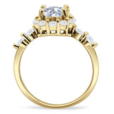 Vintage Style Round Natural Stone Flower Ring