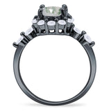 Vintage Style Round Natural Stone Flower Ring