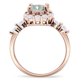 Vintage Style Round Natural Stone Flower Ring