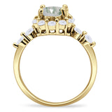Vintage Style Round Natural Stone Flower Ring