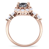 Vintage Style Round Natural Stone Flower Ring