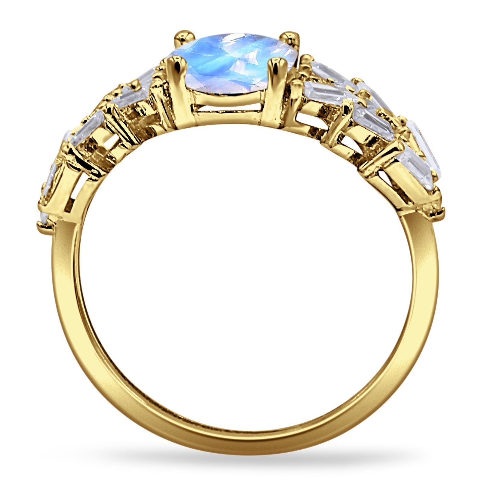 Oval Natural Stone Wedding Cocktail Ring